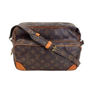 Authentic Louis Vuitton Shoulder Bag Nile Brown Monogram Used LV Handbag Vintage